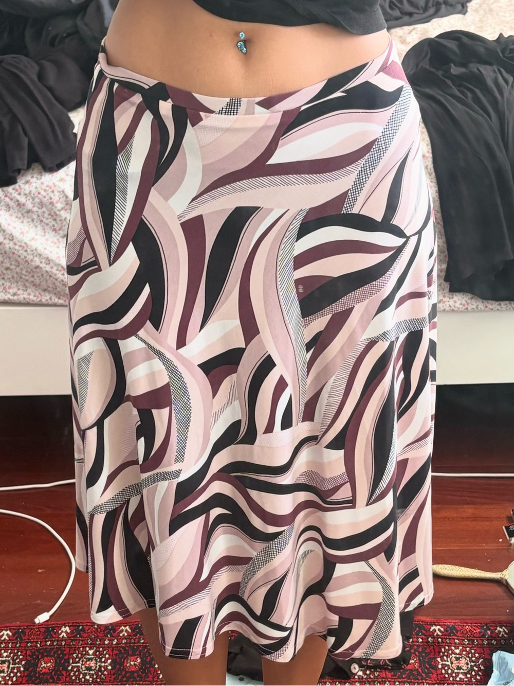 A byer Print Midi Skirt - Pink & Black